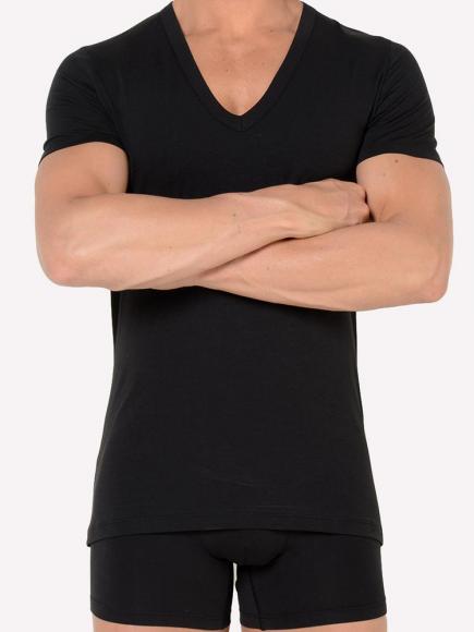 Hom Smart Cotton Shirt V Hals Zwart hom kopen in de aanbieding